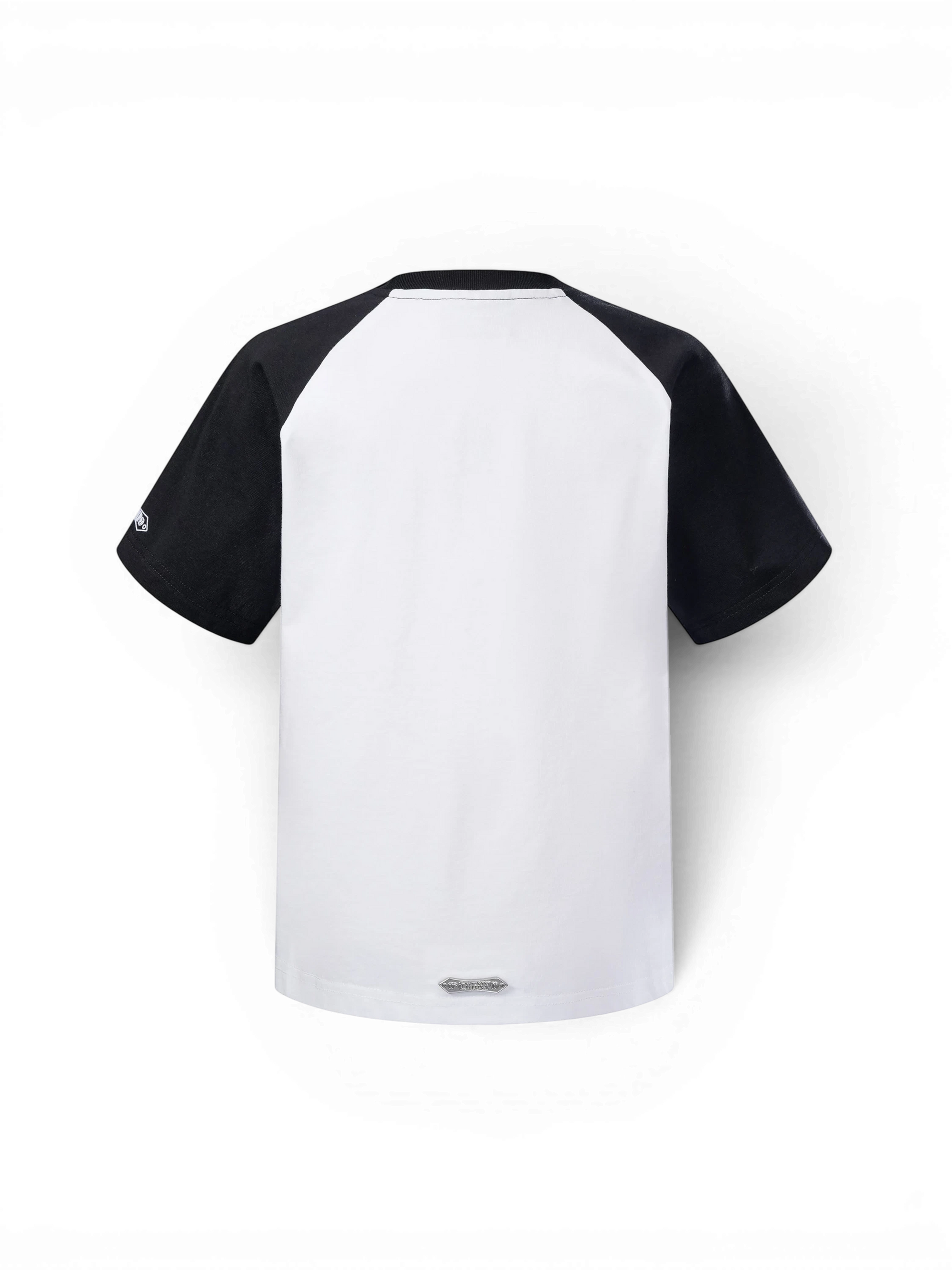 TBHNP Luminous Dawn women's velvet raglan t-shirt, black and white colour-block — streetwear tee
