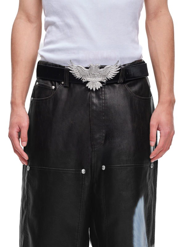 LUMINOUS DAWN DOUBLE-HEADED EAGLE HORSEHAIR LEATHER BELT