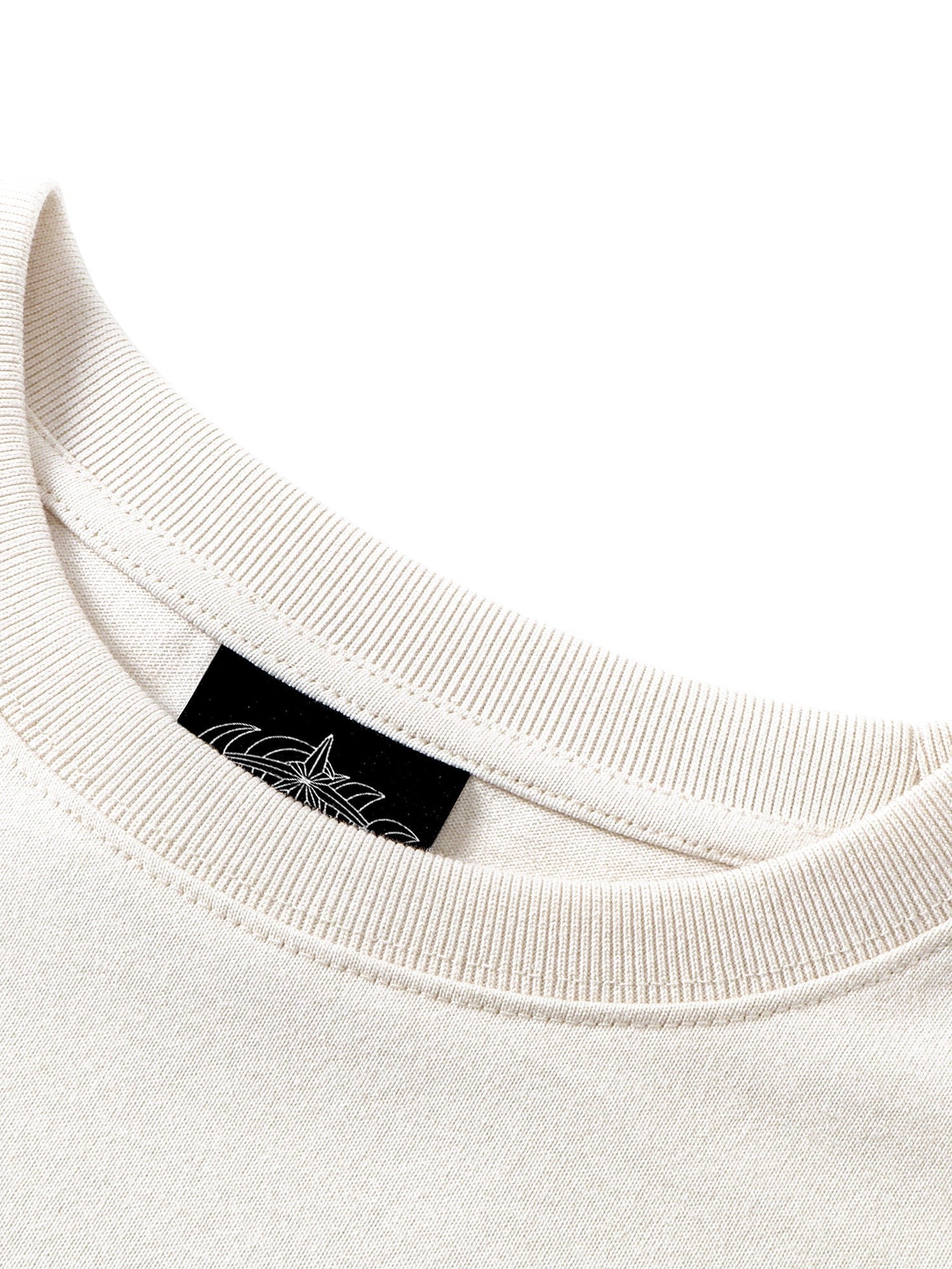 TBHNP Luminous Dawn distressed knight graphic long sleeve tee with bead-embroidered gothic lettering