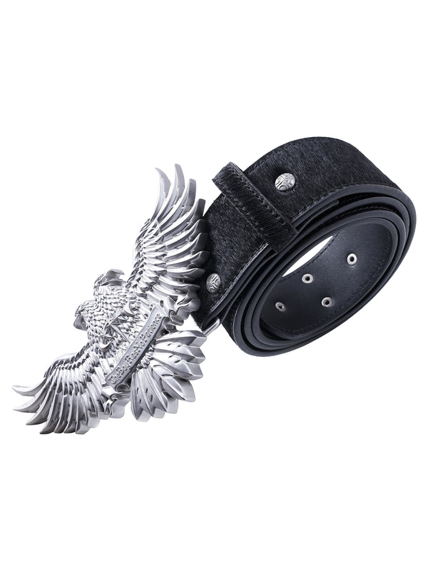 LUMINOUS DAWN DOUBLE-HEADED EAGLE HORSEHAIR LEATHER BELT