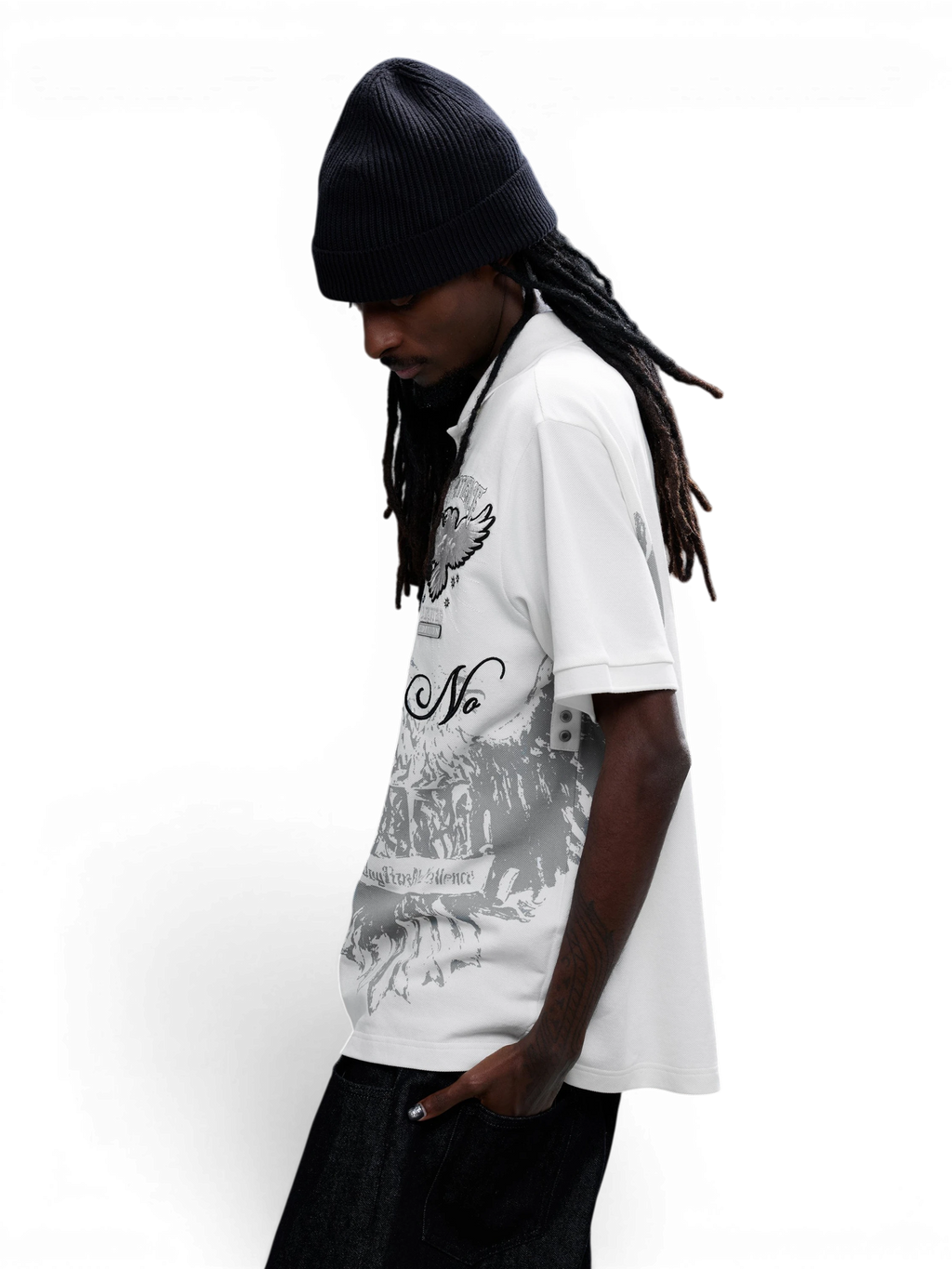 LUMINOUS DAWN DOUBLE-HEADED EAGLE EMBROIDERED POLO