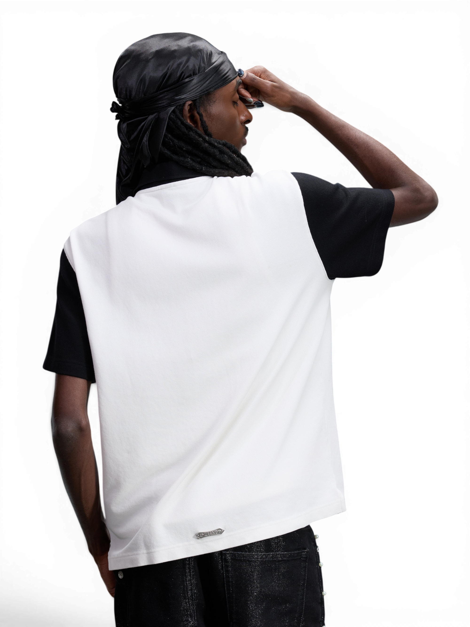 TBHNP Luminous Dawn double-headed eagle embroidered polo shirt, white — men's streetwear polo