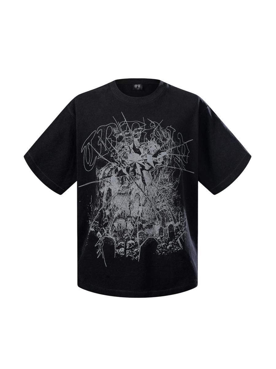 TBHNP Luminous Dawn broken ruins print cotton t-shirt — men's streetwear graphic tee