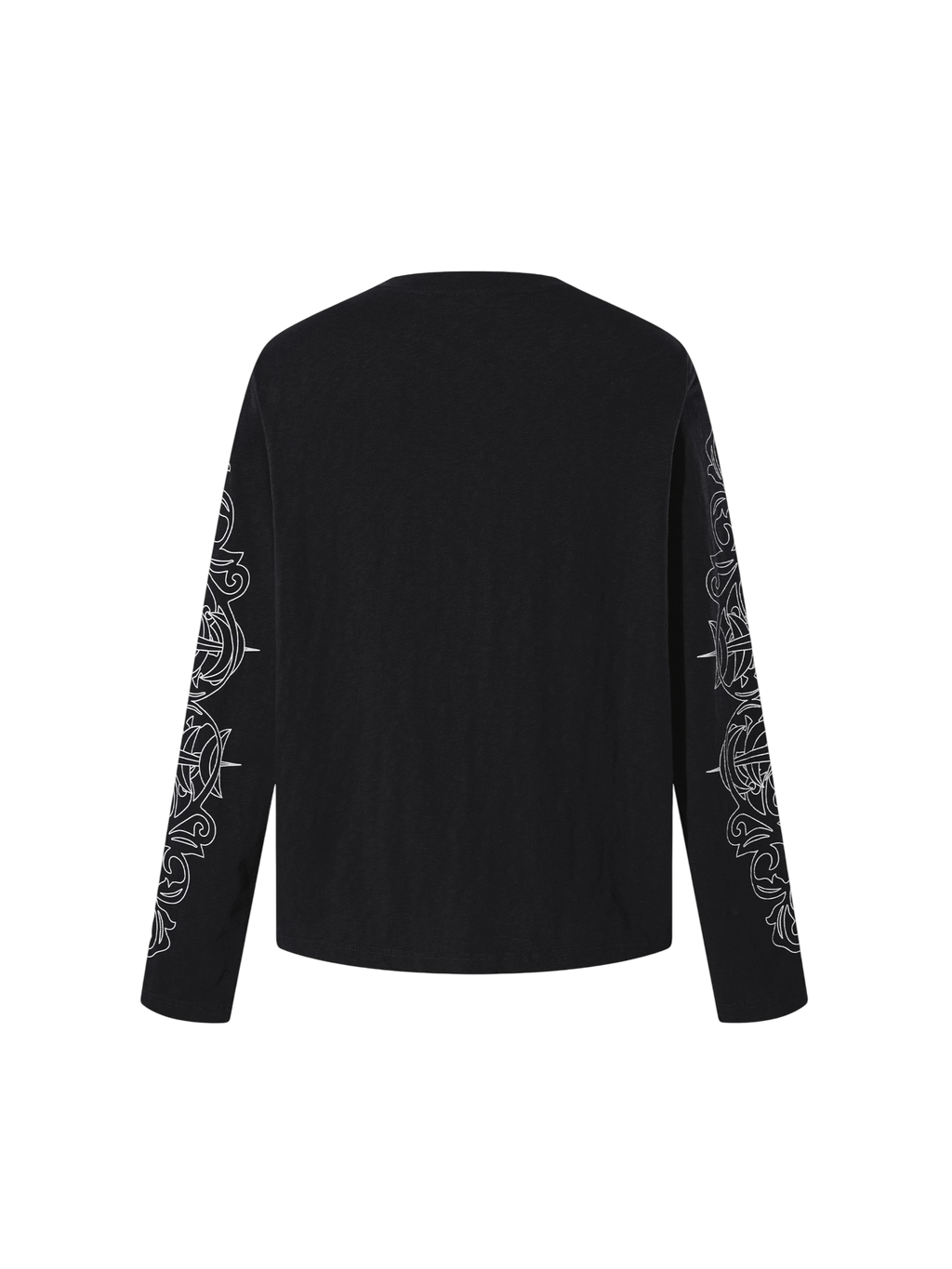 TBHNP Luminous Dawn baroque sleeve-print Henley long sleeve tee with metal buttons — gothic streetwear