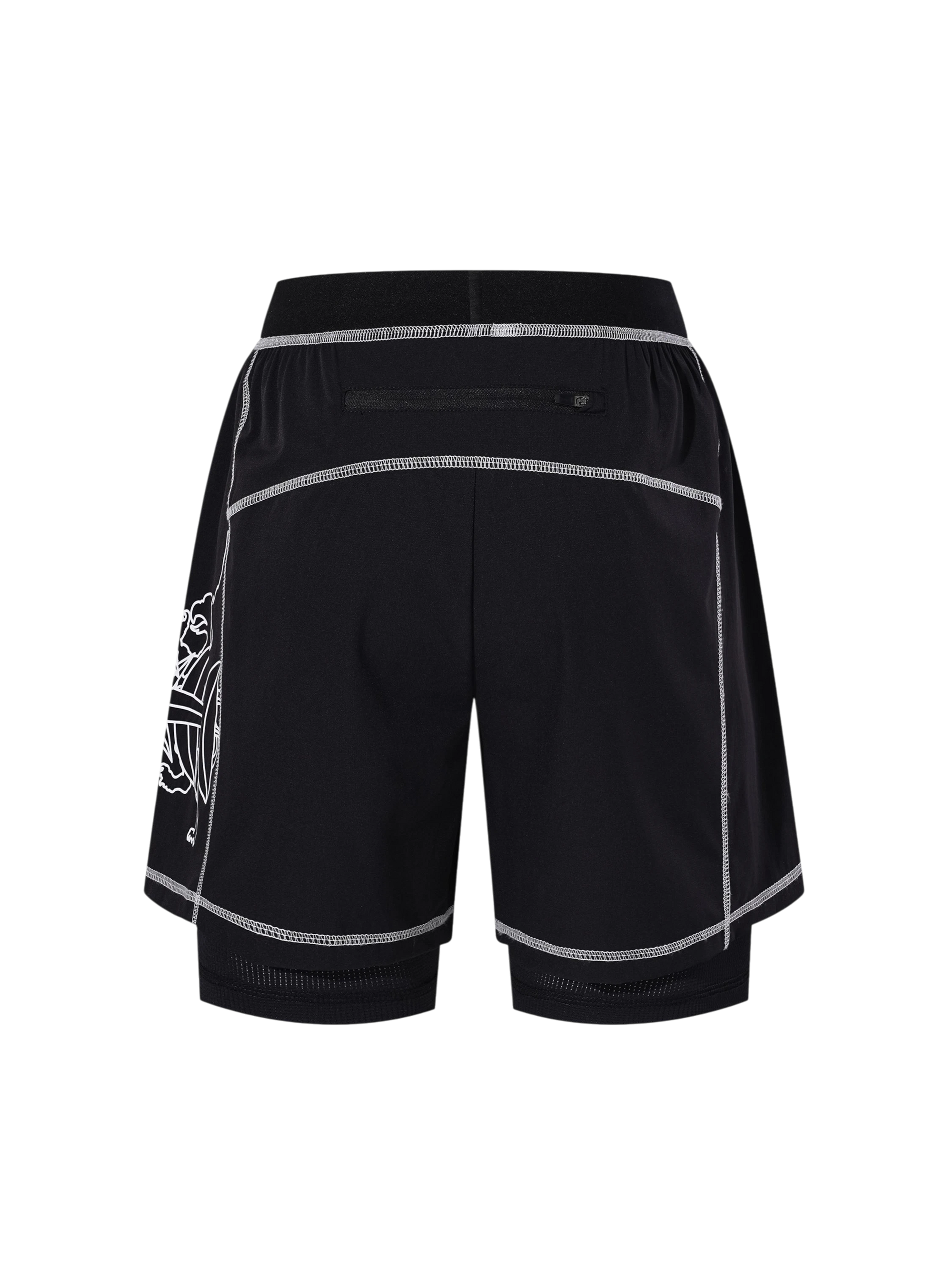 TBHNP Luminous Dawn double-headed eagle layered sports shorts — men's streetwear shorts