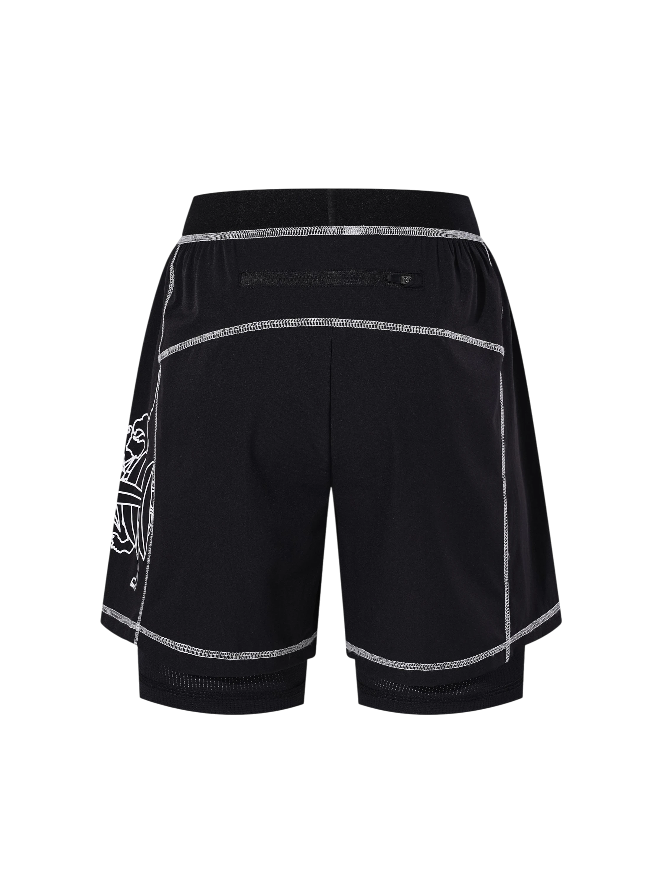 TBHNP Luminous Dawn double-headed eagle layered sports shorts — men's streetwear shorts