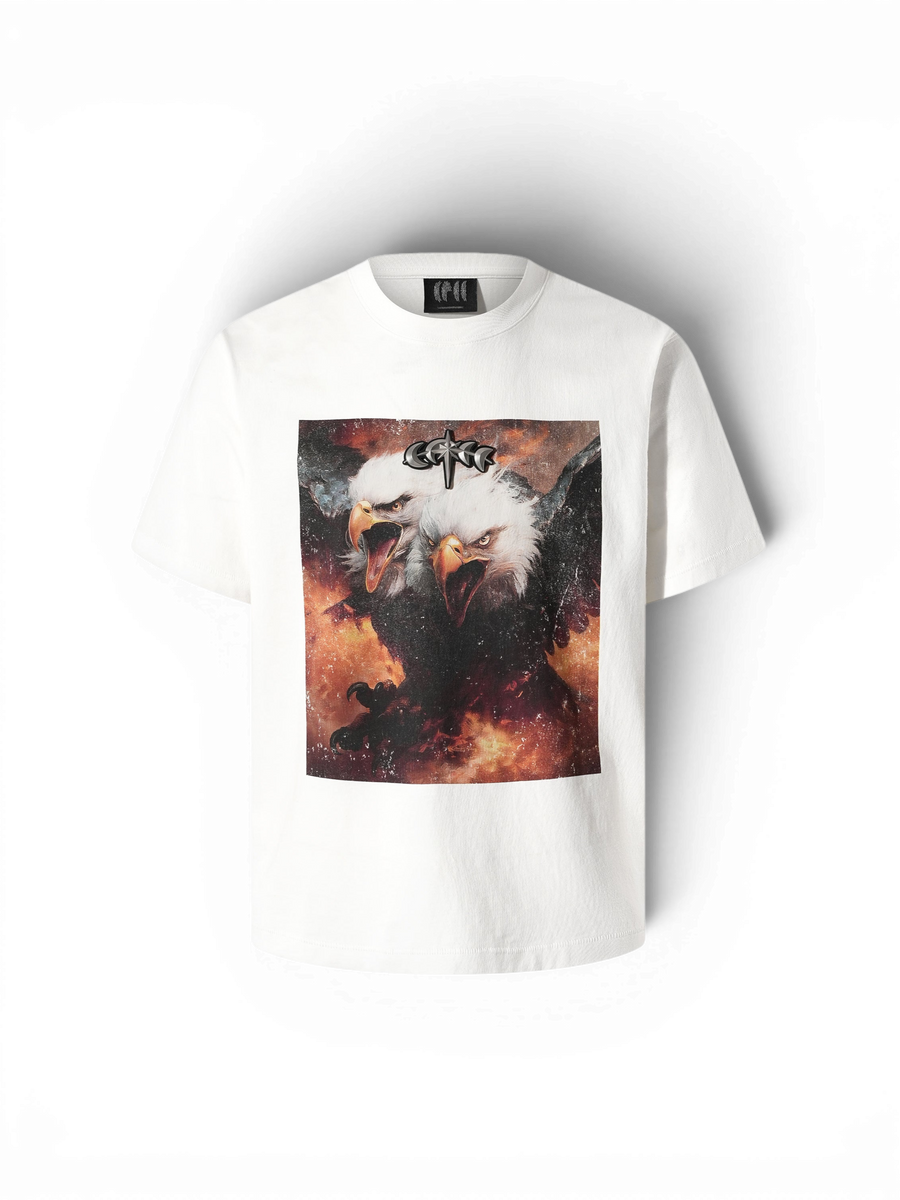 LUMINOUS DAWN DOUBLE-HEADED EAGLE PHOTO-PRINT T-SHIRT