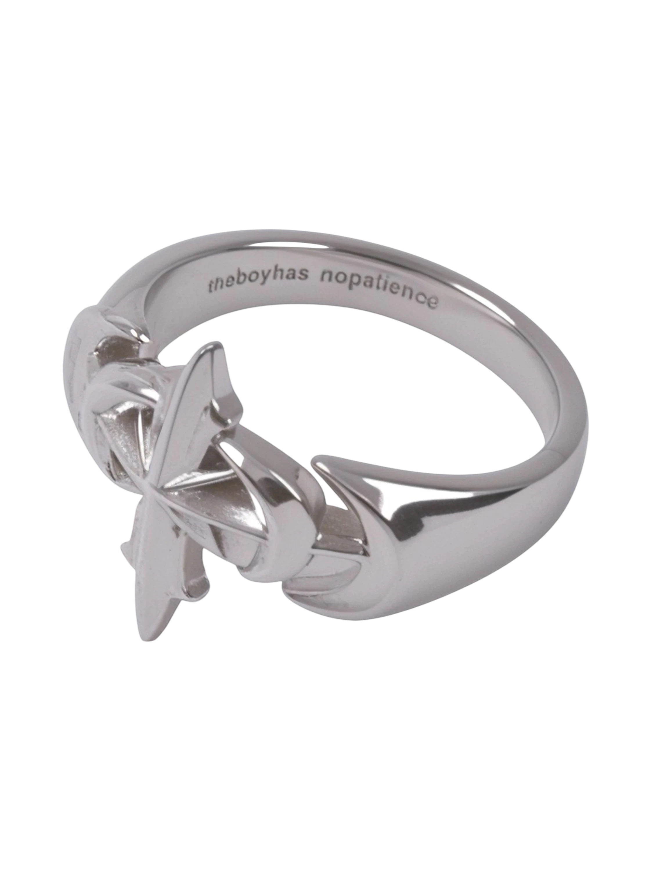 TBHNP logo white gold plated gothic ring, silver — streetwear jewelry accessory