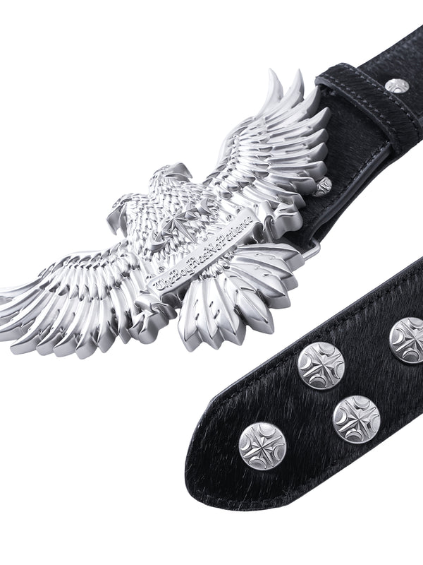 LUMINOUS DAWN DOUBLE-HEADED EAGLE HORSEHAIR LEATHER BELT