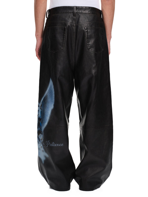 LUMINOUS DAWN KNIGHT&PEGASUS PRINTED LEATHER PANTS