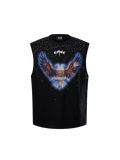 TBHNP Luminous Dawn double-headed eagle rhinestone cotton tank top, black — men's streetwear sleeveless tee
