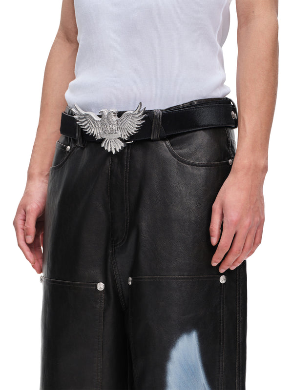 LUMINOUS DAWN DOUBLE-HEADED EAGLE HORSEHAIR LEATHER BELT