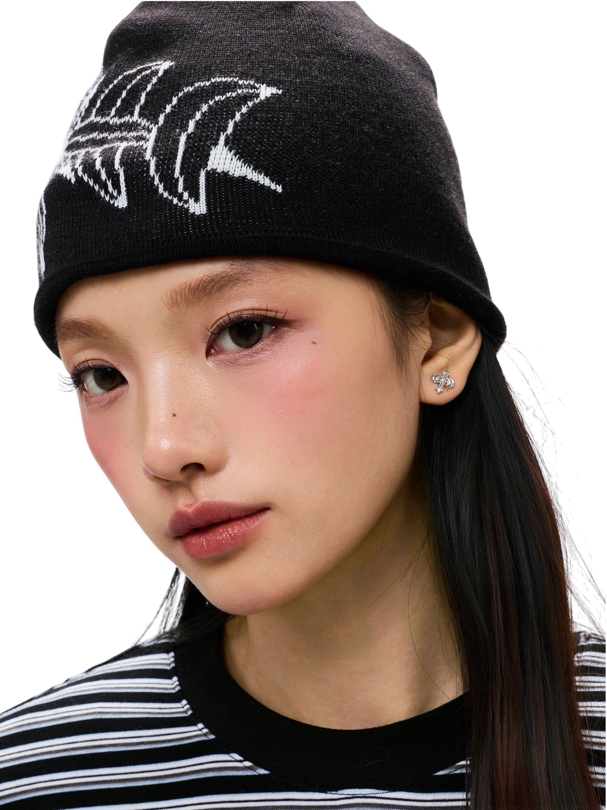 TBHNP raised logo earring, front view