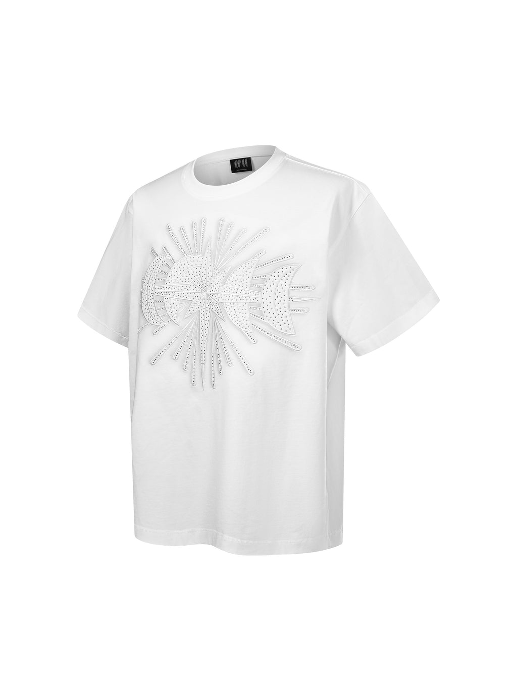 LUMINOUS DAWN STAR EMBROIDERY PATCH&RHINESTONE S/S TEE