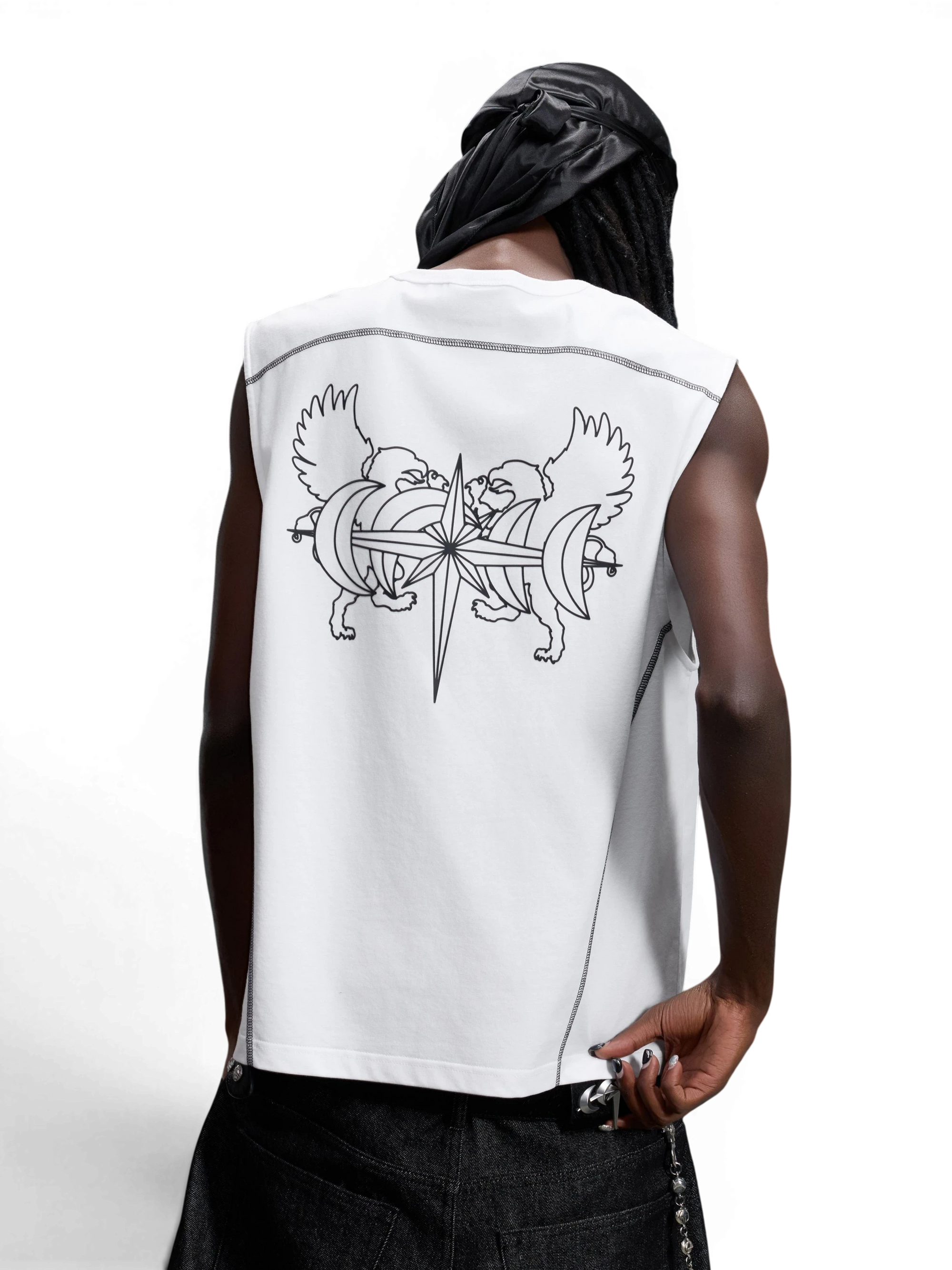 TBHNP Luminous Dawn double-headed eagle sleeveless cotton tee — men's streetwear tank top
