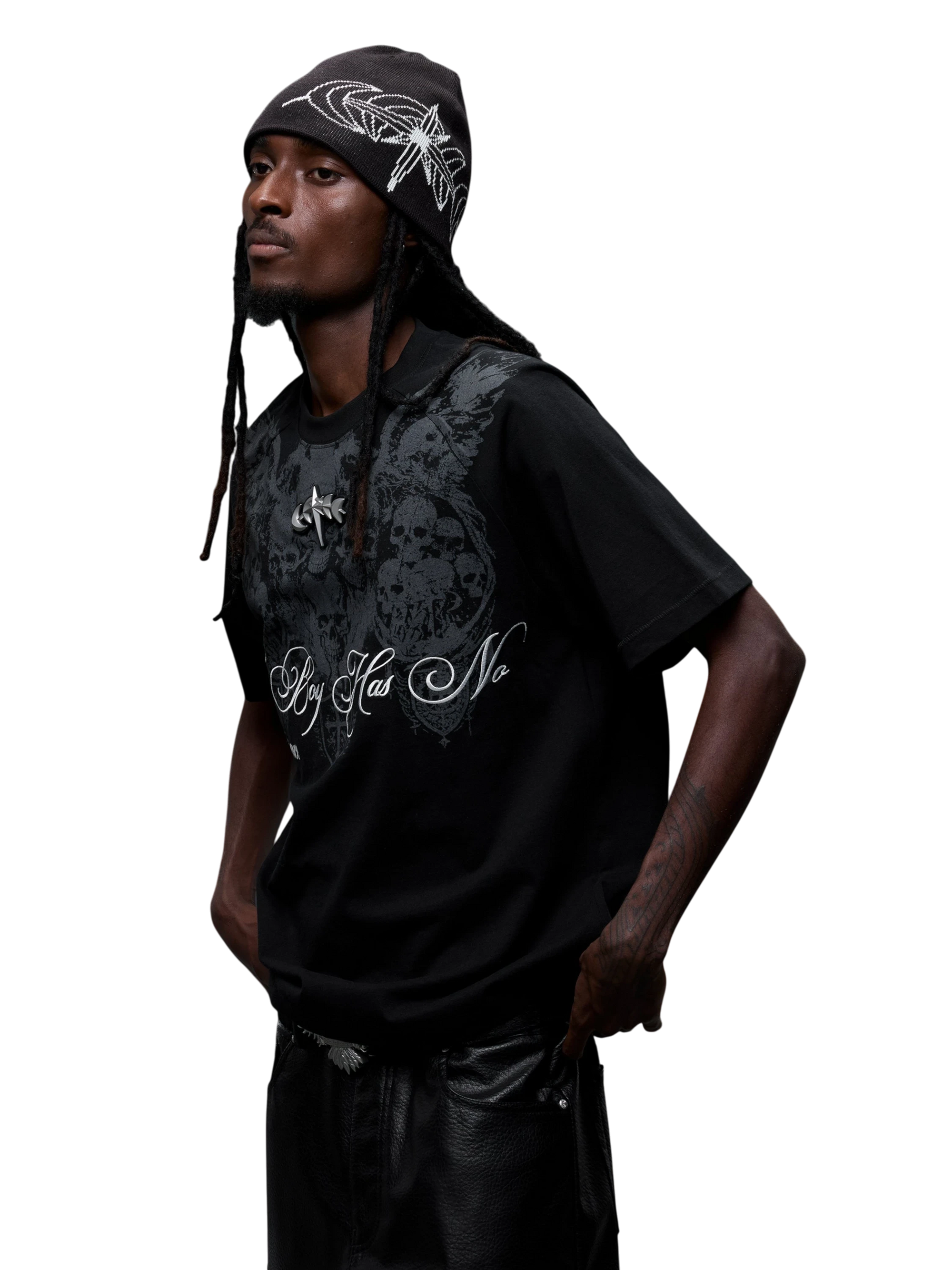 TBHNP Luminous Dawn baroque skull cotton raglan T-shirt — men's streetwear graphic tee