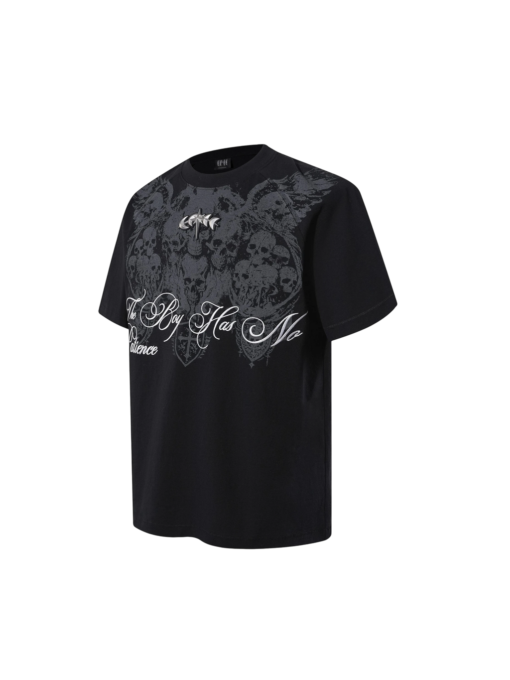 TBHNP Luminous Dawn baroque skull cotton raglan T-shirt — men's streetwear graphic tee