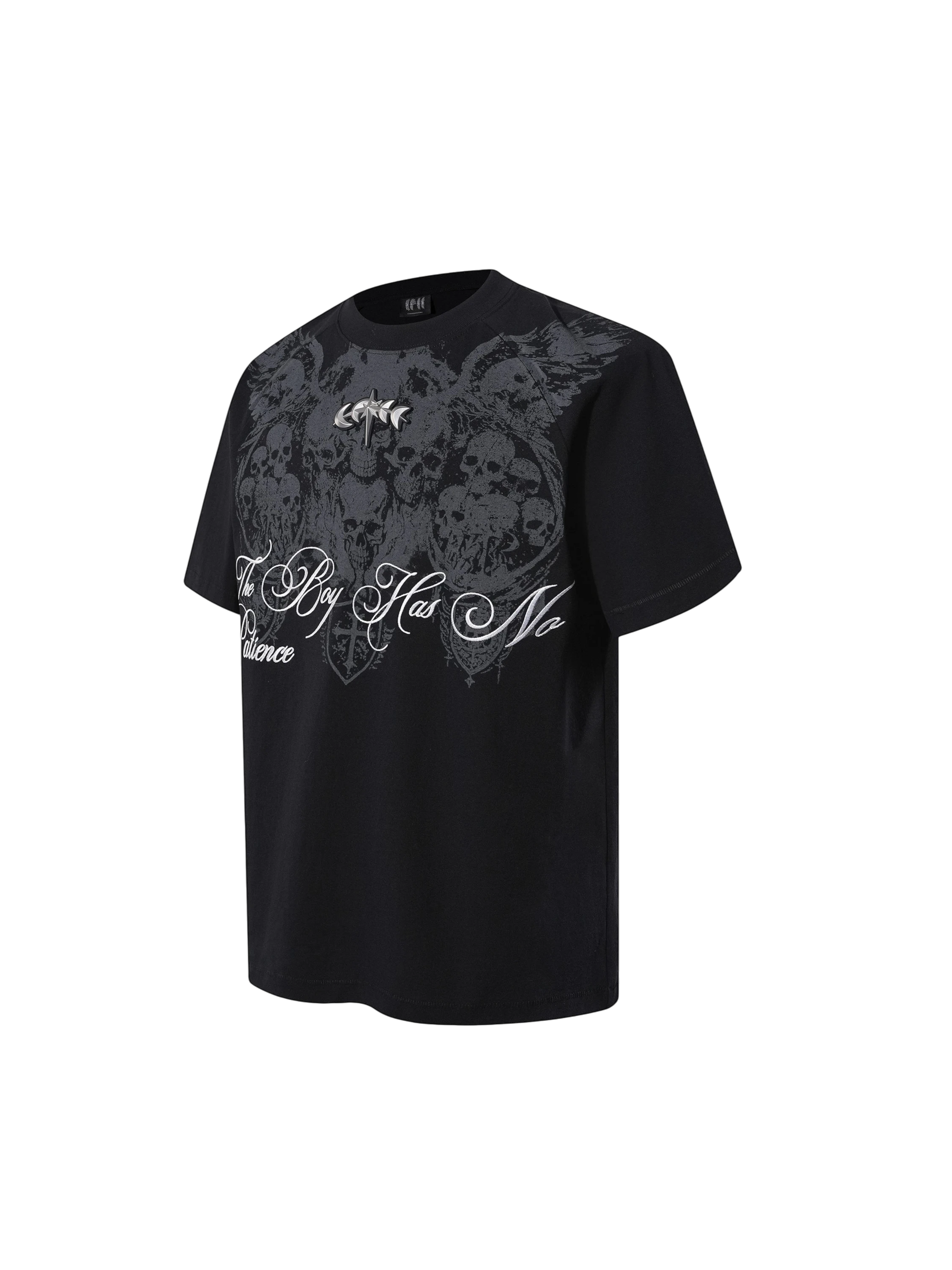 TBHNP Luminous Dawn baroque skull cotton raglan T-shirt — men's streetwear graphic tee