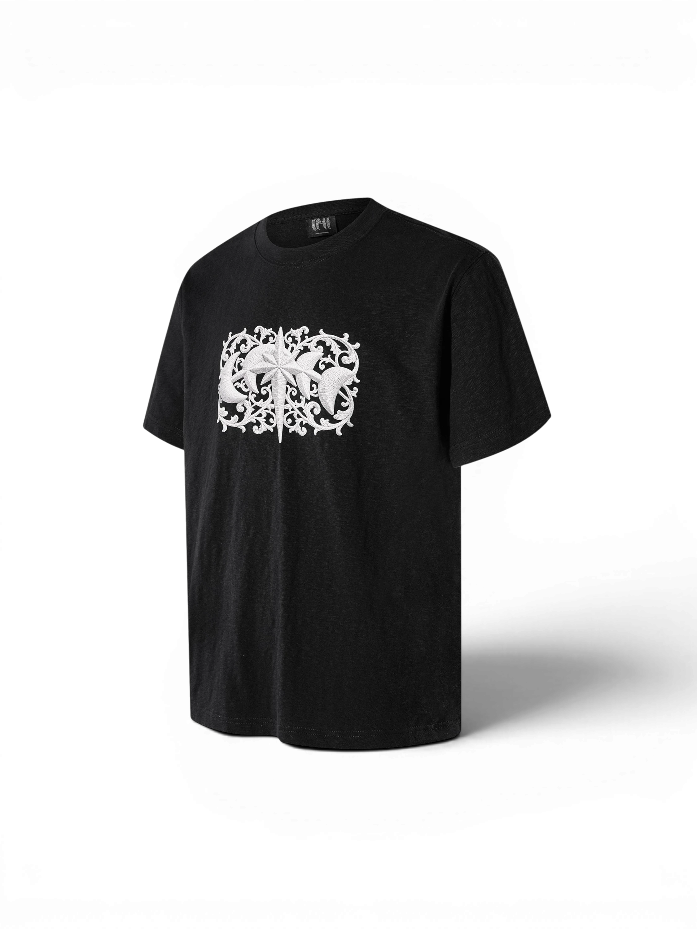 TBHNP Luminous Dawn baroque embroidered cotton t-shirt — men's streetwear graphic tee