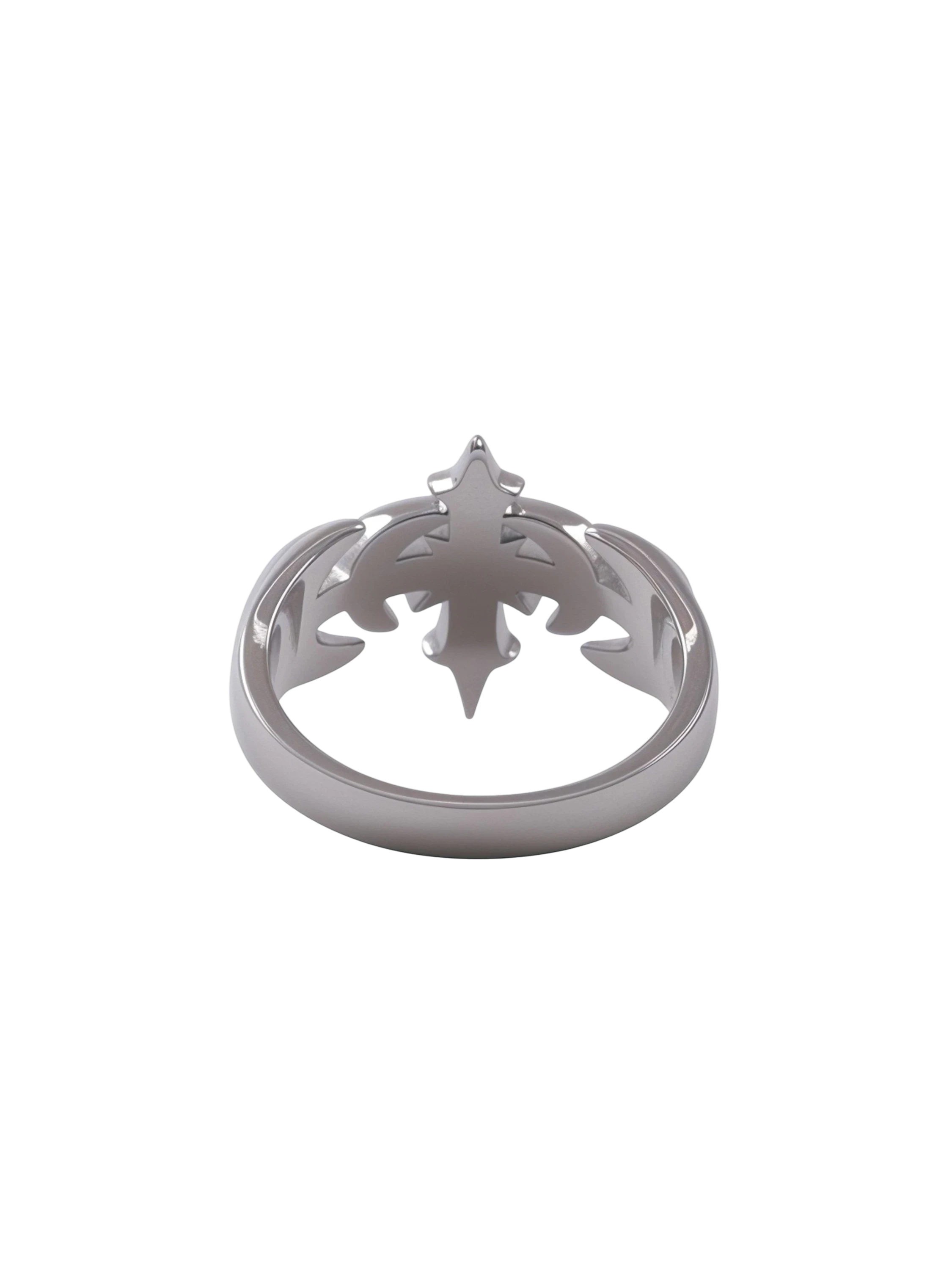 TBHNP logo white gold plated gothic ring, silver — streetwear jewelry accessory