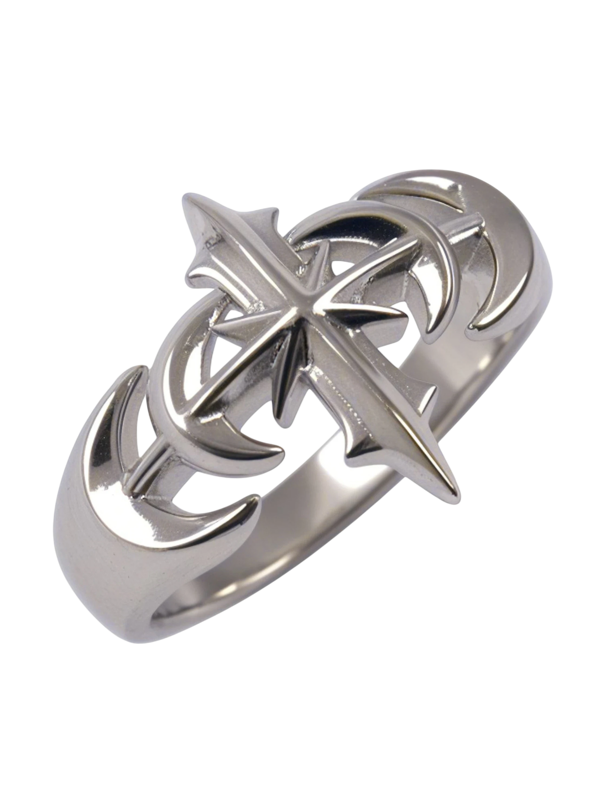 TBHNP logo white gold plated gothic ring, silver — streetwear jewelry accessory