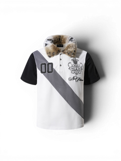 TBHNP Luminous Dawn double-headed eagle embroidered polo shirt, white — men's streetwear polo
