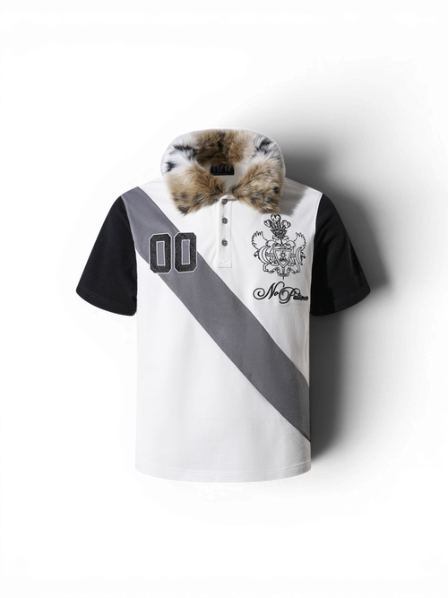 TBHNP Luminous Dawn double-headed eagle embroidered polo shirt, white — men's streetwear polo