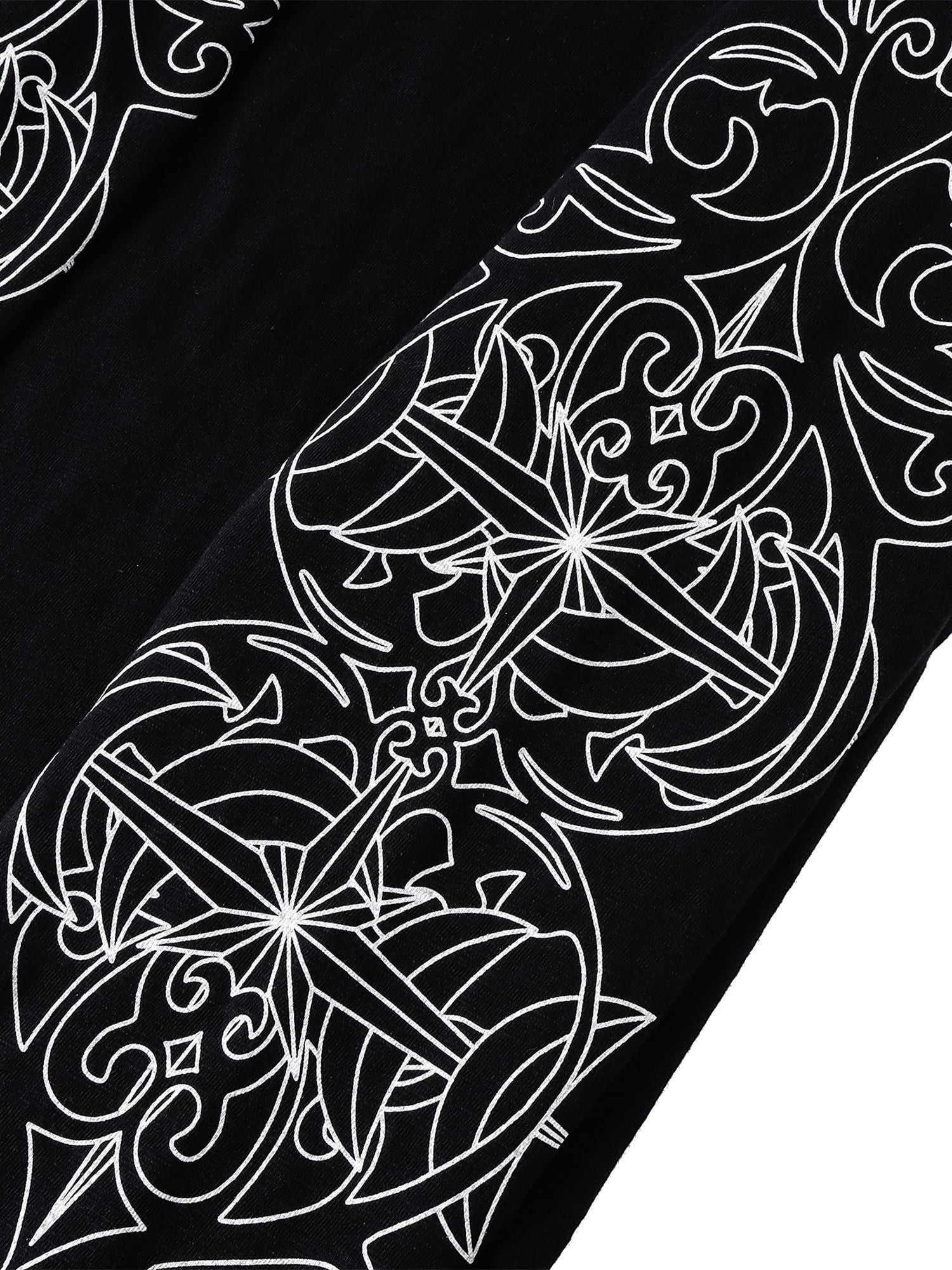 TBHNP Luminous Dawn baroque sleeve-print Henley long sleeve tee with metal buttons — gothic streetwear