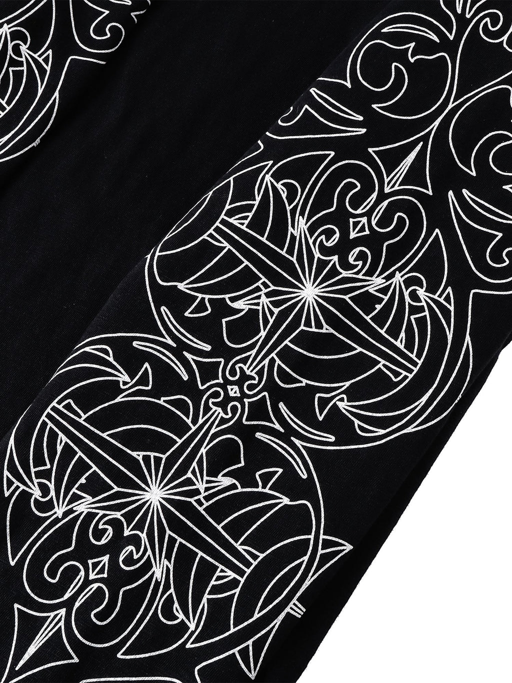 TBHNP Luminous Dawn baroque sleeve-print Henley long sleeve tee with metal buttons — gothic streetwear