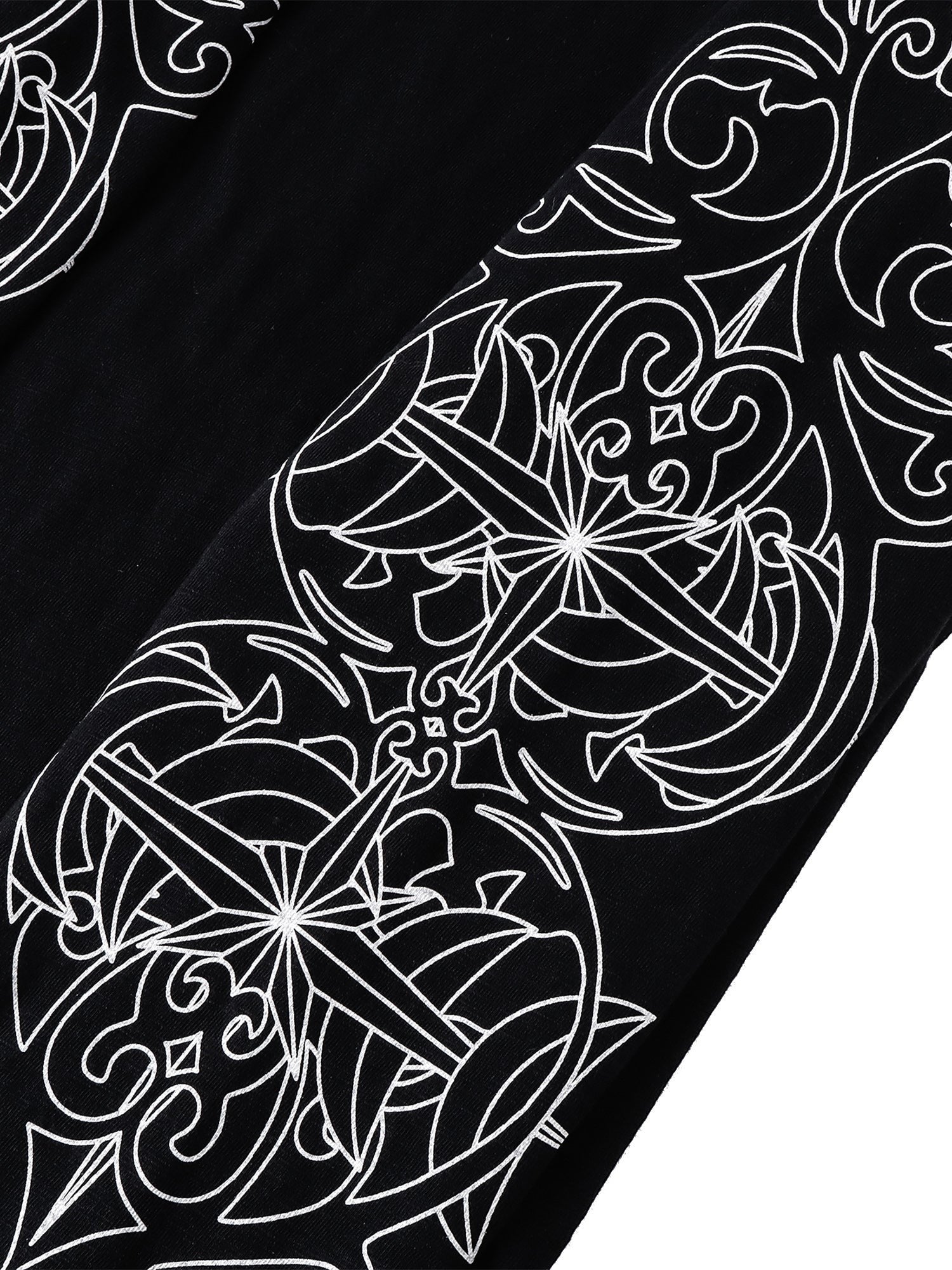 TBHNP Luminous Dawn baroque sleeve-print Henley long sleeve tee with metal buttons — gothic streetwear