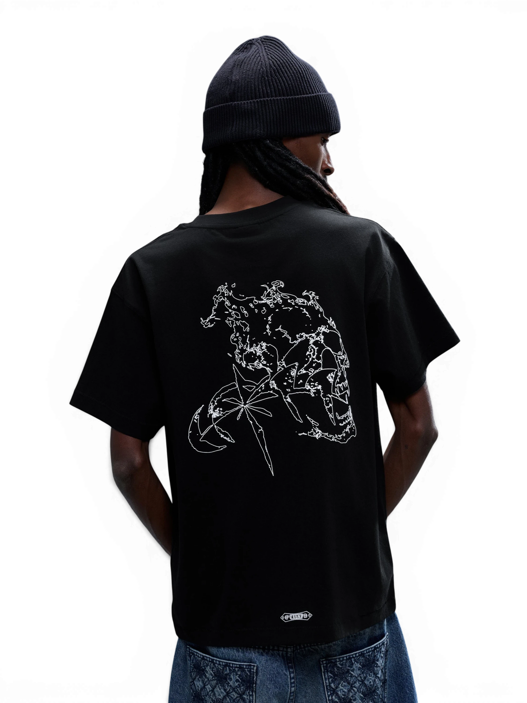 TBHNP Luminous Dawn specter flocked logo cotton t-shirt — men's streetwear graphic tee