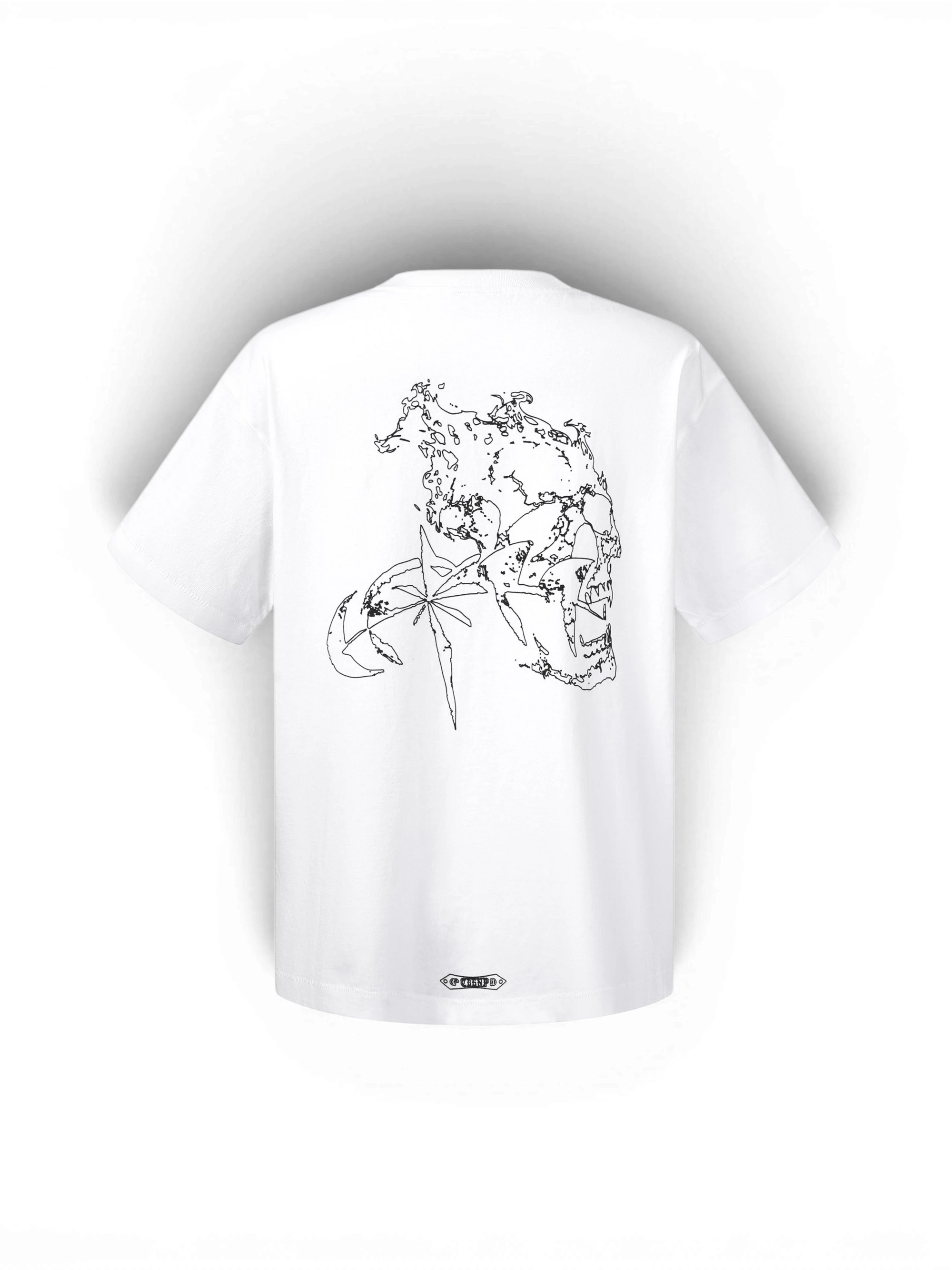 TBHNP Luminous Dawn specter flocked logo cotton t-shirt — men's streetwear graphic tee