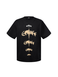 TBHNP Luminous Dawn faded gold print cotton t-shirt, black — men's streetwear graphic tee