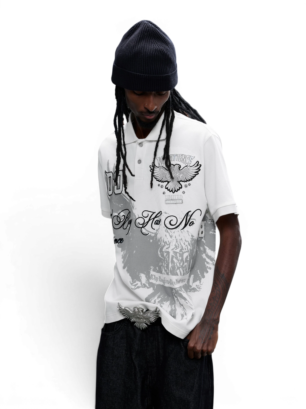 LUMINOUS DAWN DOUBLE-HEADED EAGLE EMBROIDERED POLO
