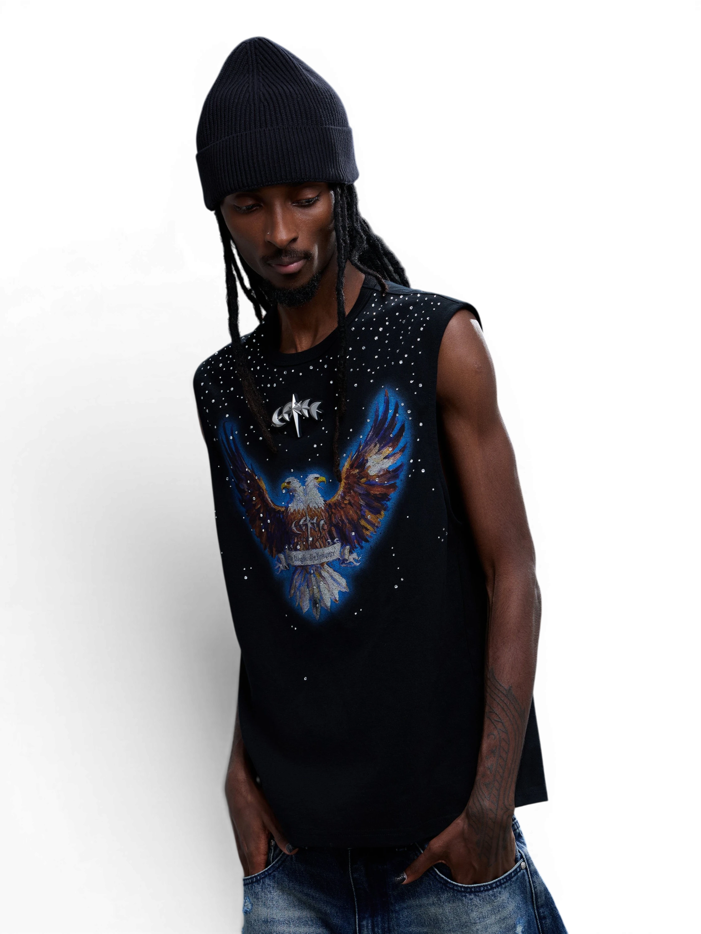 LUMINOUS DAWN DOUBLE-HEADED EAGLE RHINESTONE TANK