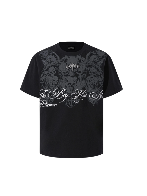 CAMISETA RAGLÁN DE ALGODÓN BAROQUE SKULL LUMINOUS DAWN