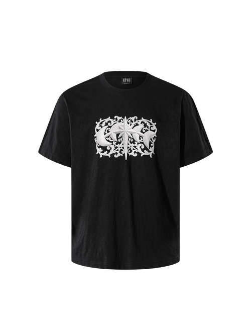 TBHNP Luminous Dawn baroque embroidered cotton t-shirt — men's streetwear graphic tee