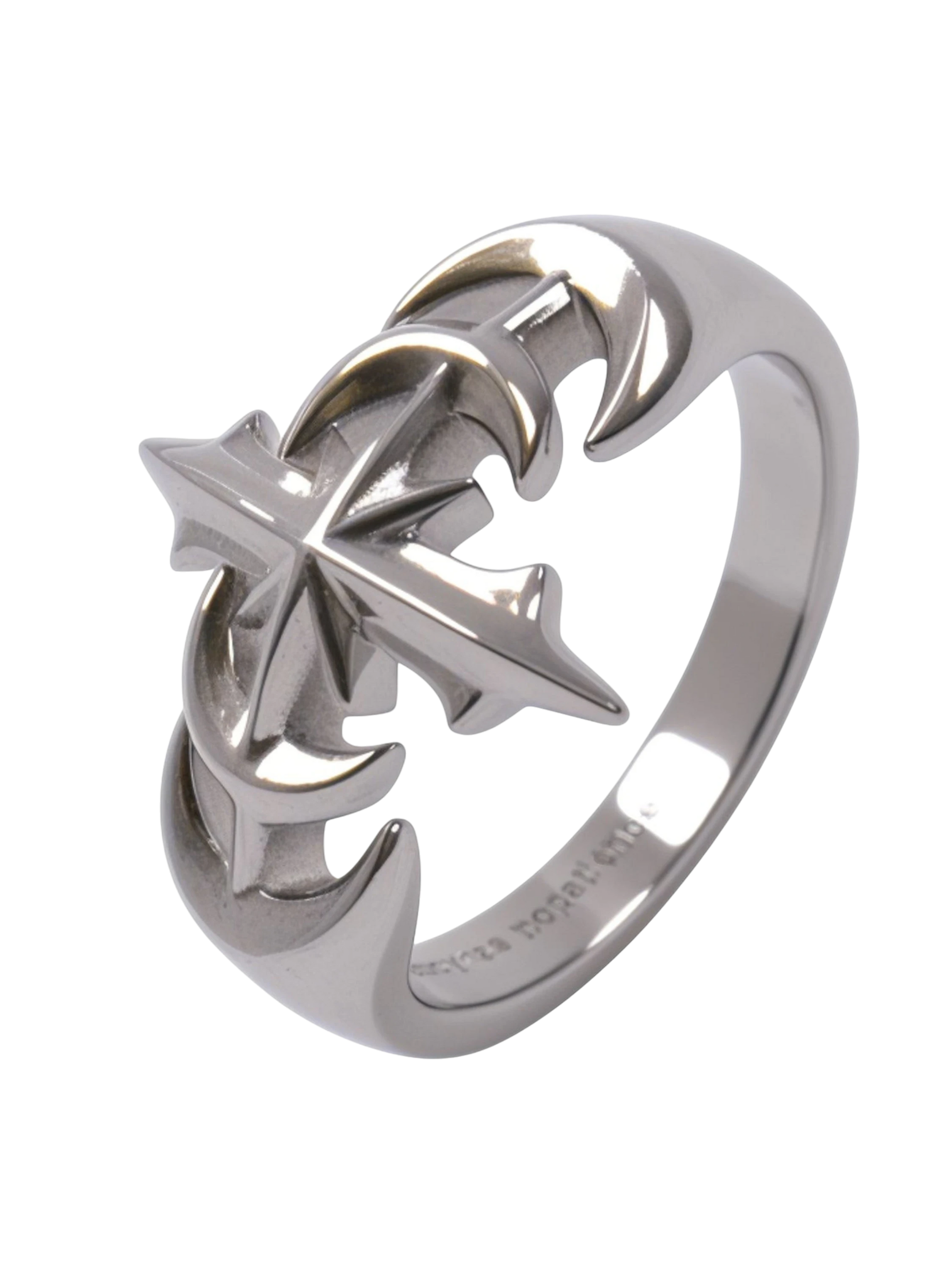 TBHNP logo white gold plated gothic ring, silver — streetwear jewelry accessory