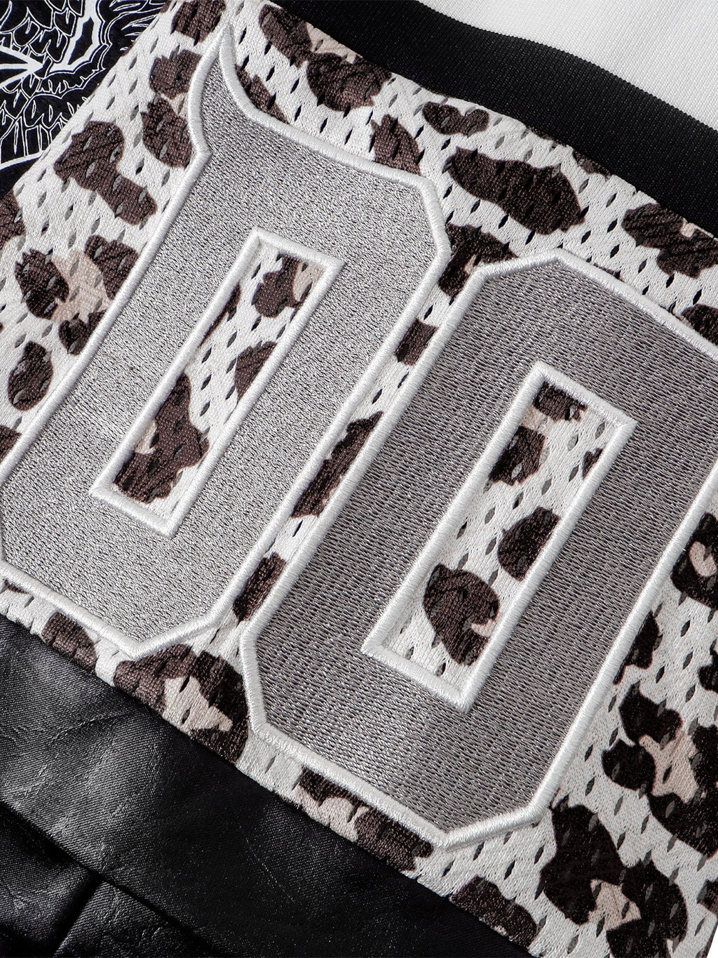 TBHNP Luminous Dawn leopard patchwork rugby shirt with double-headed eagle graphic — men's streetwear top