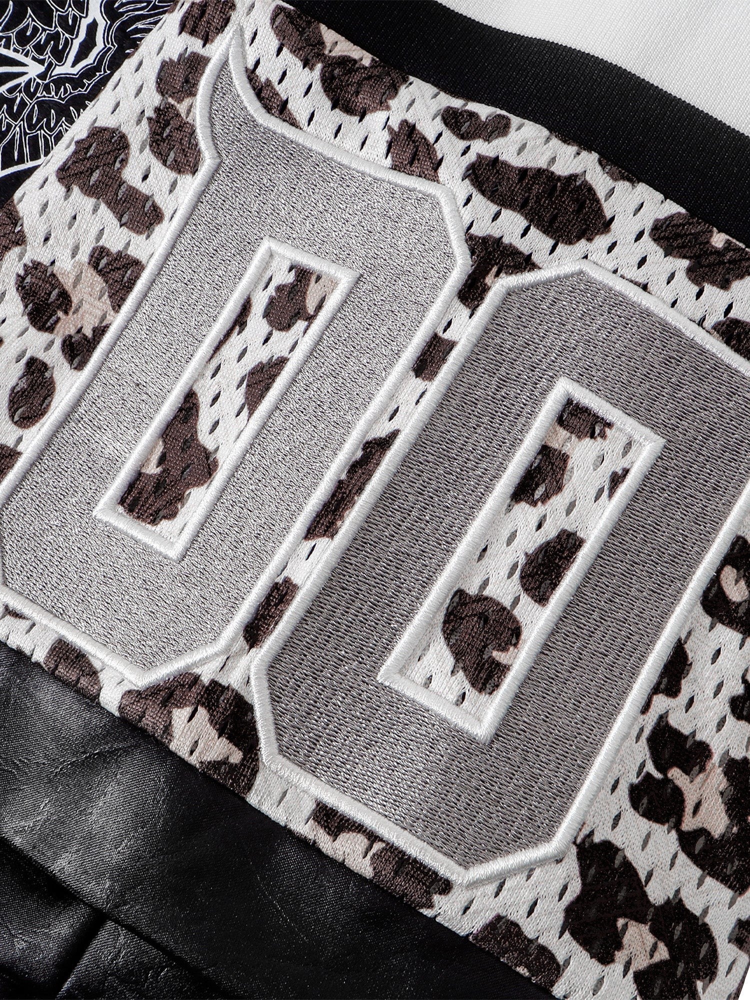 TBHNP Luminous Dawn leopard patchwork rugby shirt with double-headed eagle graphic — men's streetwear top