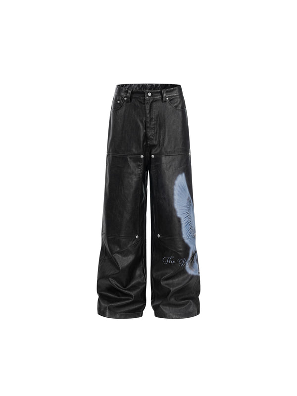 LUMINOUS DAWN KNIGHT&PEGASUS PRINTED LEATHER PANTS