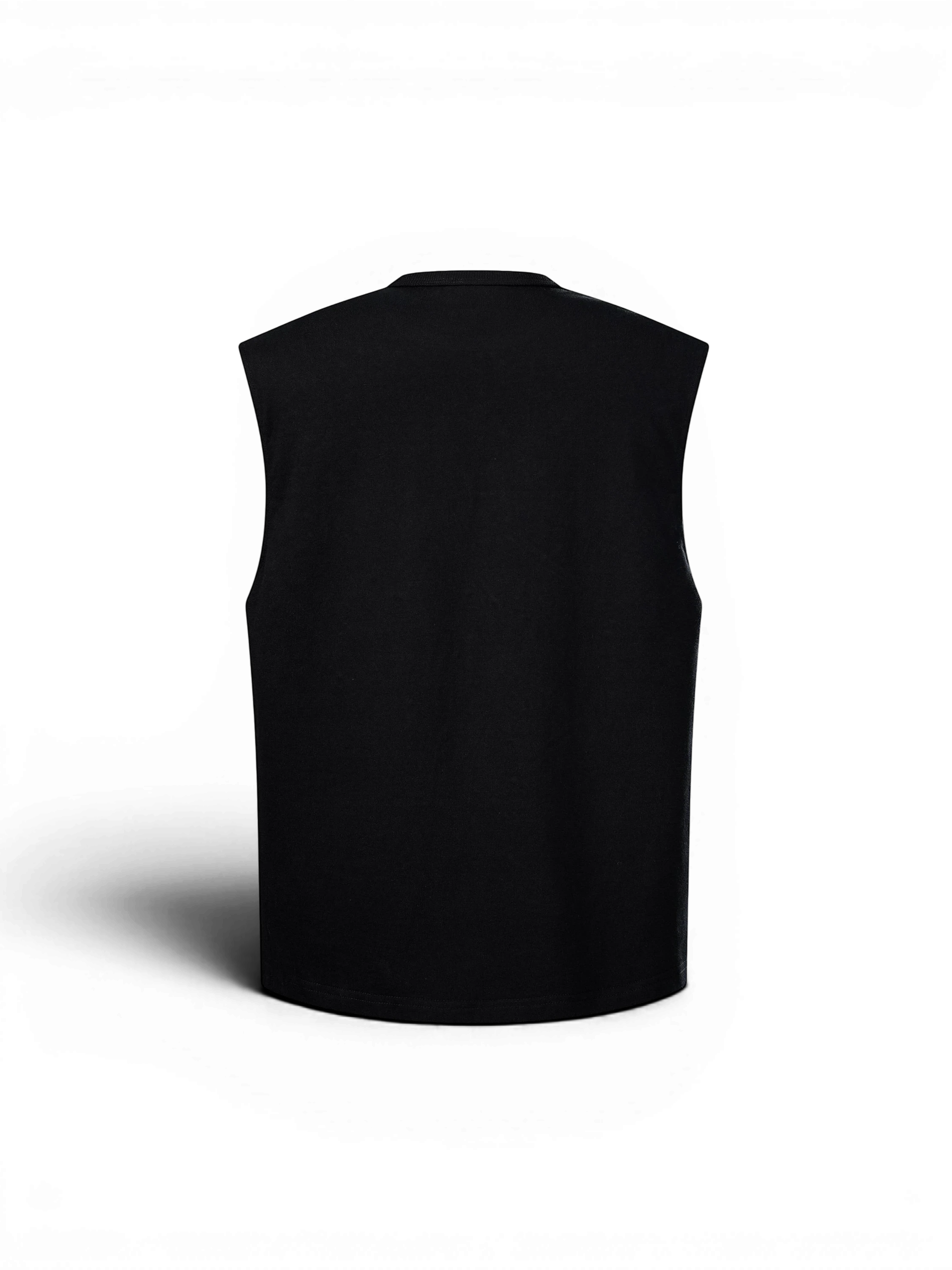 TBHNP Luminous Dawn double-headed eagle rhinestone cotton tank top, black — men's streetwear sleeveless tee