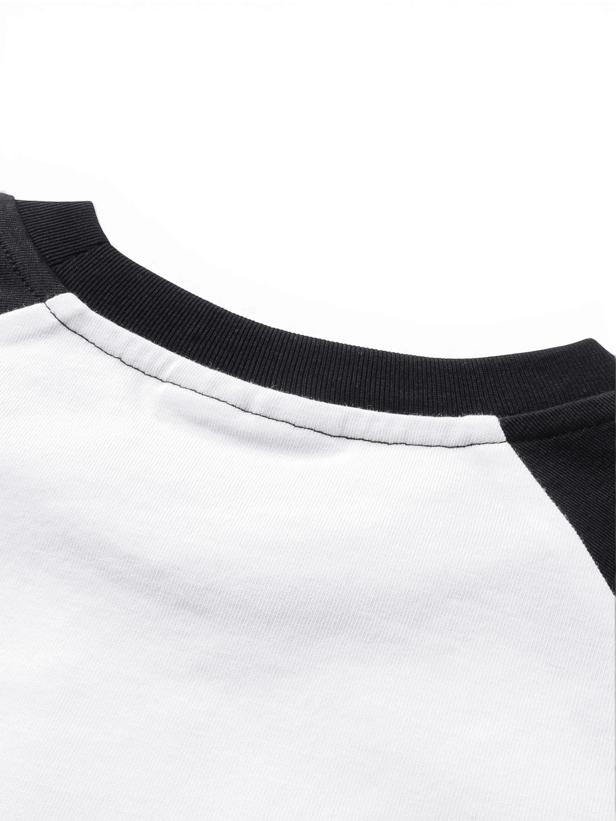 TBHNP Luminous Dawn women's velvet raglan t-shirt, black and white colour-block — streetwear tee
