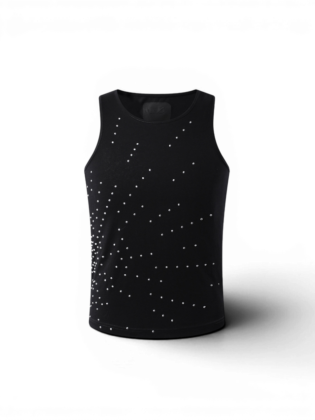 STARBURST RHINESTONE RIBBED TANK