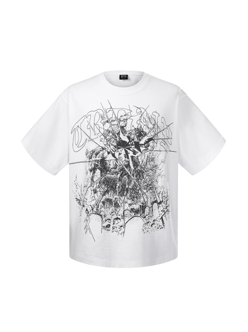 TBHNP Luminous Dawn broken ruins print cotton t-shirt — men's streetwear graphic tee