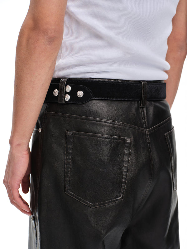 LUMINOUS DAWN DOUBLE-HEADED EAGLE HORSEHAIR LEATHER BELT