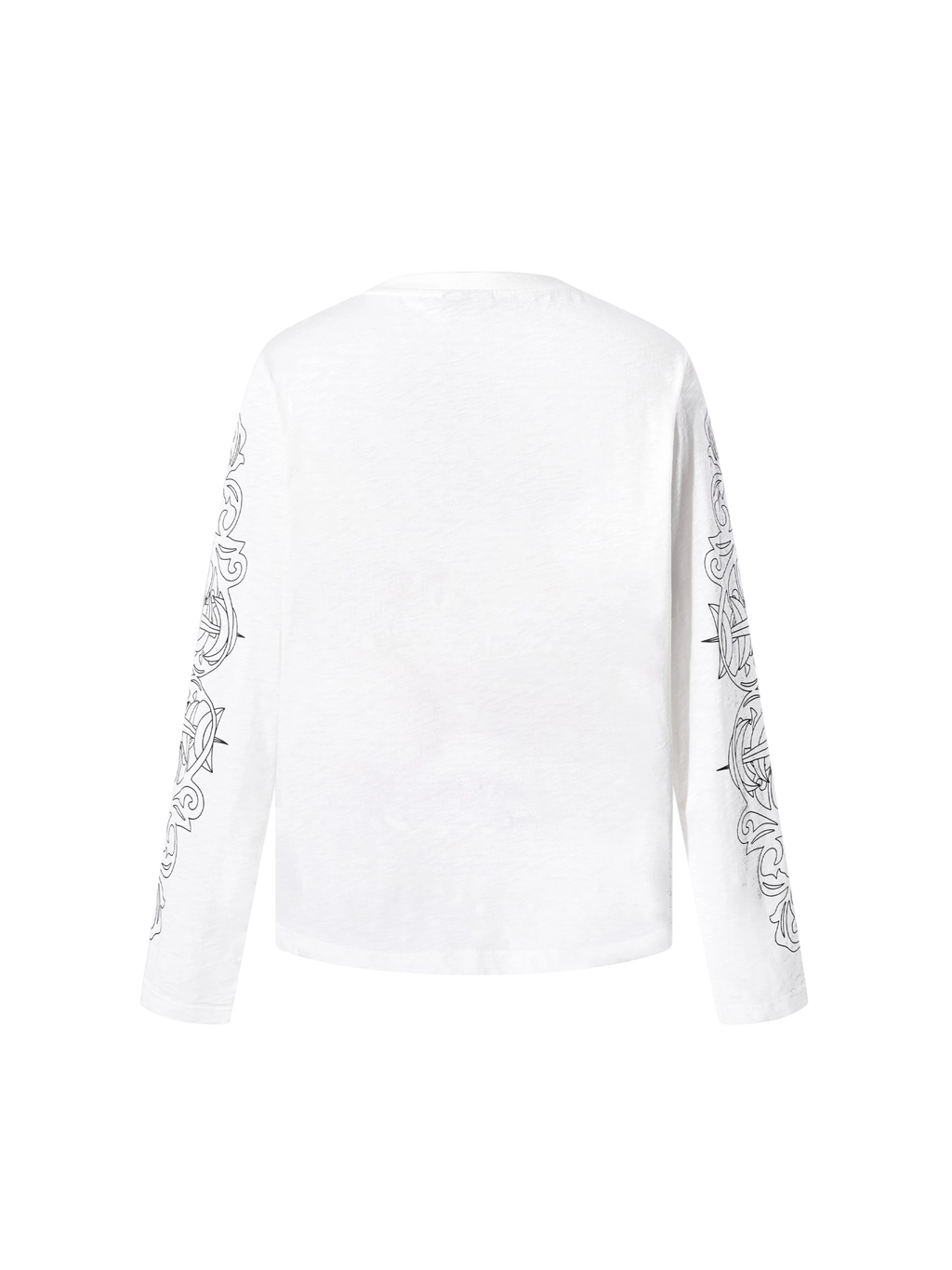 TBHNP Luminous Dawn baroque sleeve-print Henley long sleeve tee with metal buttons — gothic streetwear