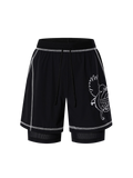 TBHNP Luminous Dawn double-headed eagle layered sports shorts — men's streetwear shorts