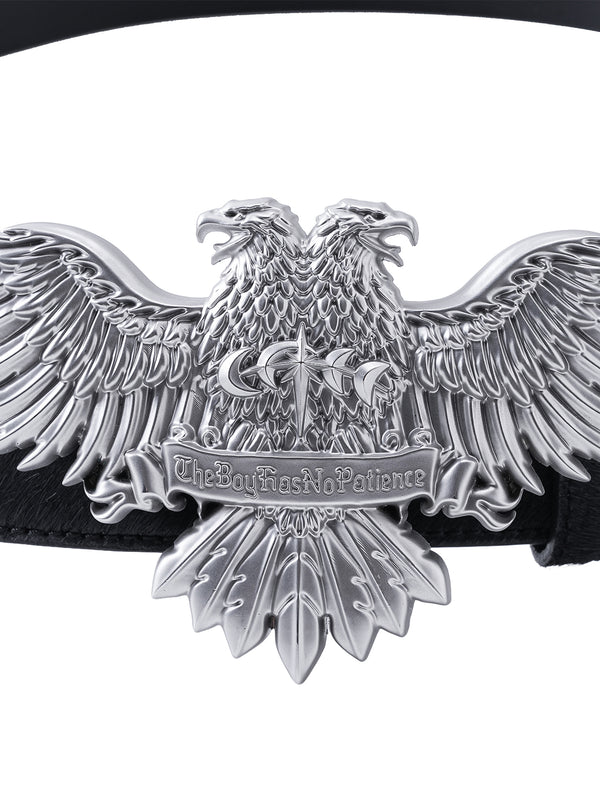 LUMINOUS DAWN DOUBLE-HEADED EAGLE HORSEHAIR LEATHER BELT