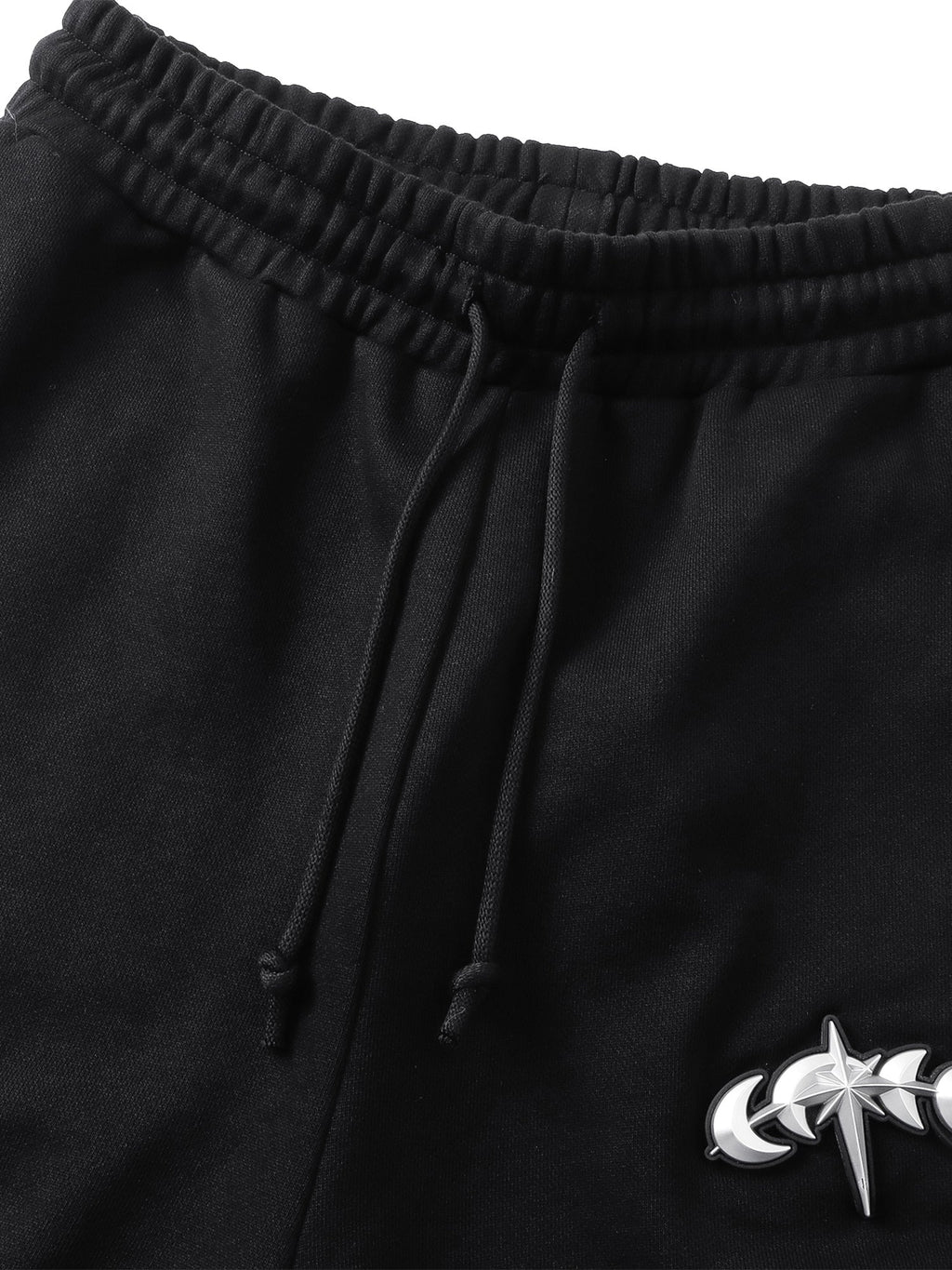 Grey Blue Leather Patch Pants, front product detail.